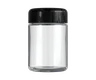 4 Oz Clear Glass Child Resistant C-Class Jar with Plastic Glossy Black Lid