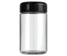5 Oz Clear Glass Child Resistant C-Class Jar with Plastic Glossy Black Lid