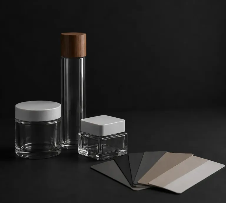 Cannaline packaging lineup with glass jars, tubes, bottles, and a pouch