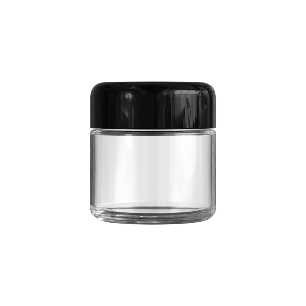 2 Oz Child Resistant C-Class Jar with Plastic Shiny Black Lid