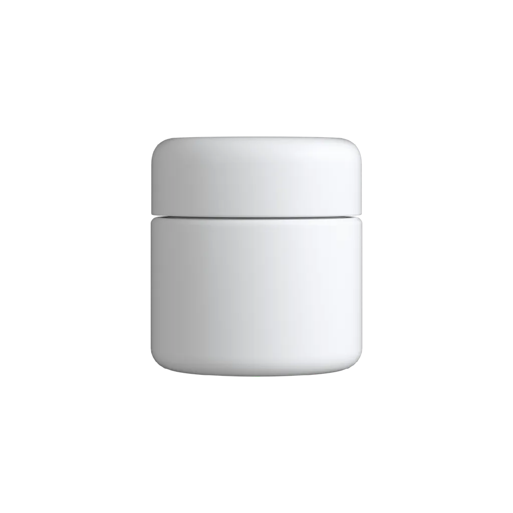 2 Oz Matte White Child Resistant C-Class Jar with Plastic Matte White Lid