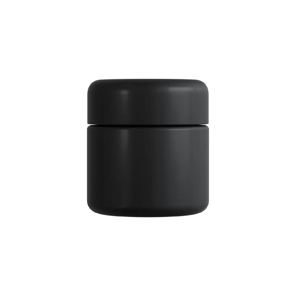 2 Oz Matte Black Child Resistant C-Class Jar with Plastic Matte Black Lid