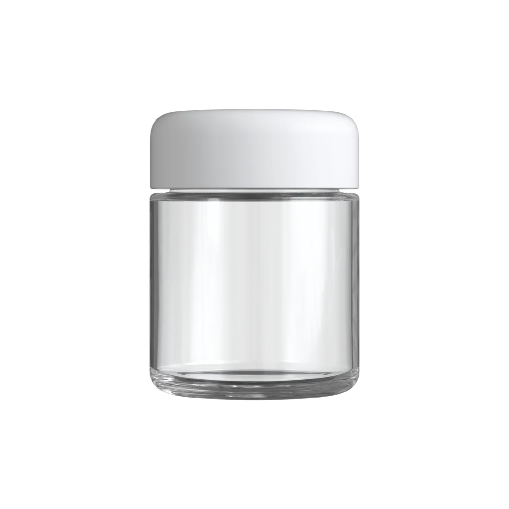3 Oz Child Resistant Clear C-Class Jar with Plastic Matte White Lid