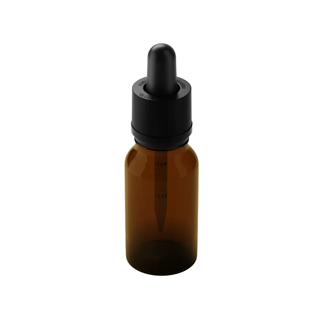 15ML Glass Child Resistant Tincture Bottle - Bottle Only - Amber