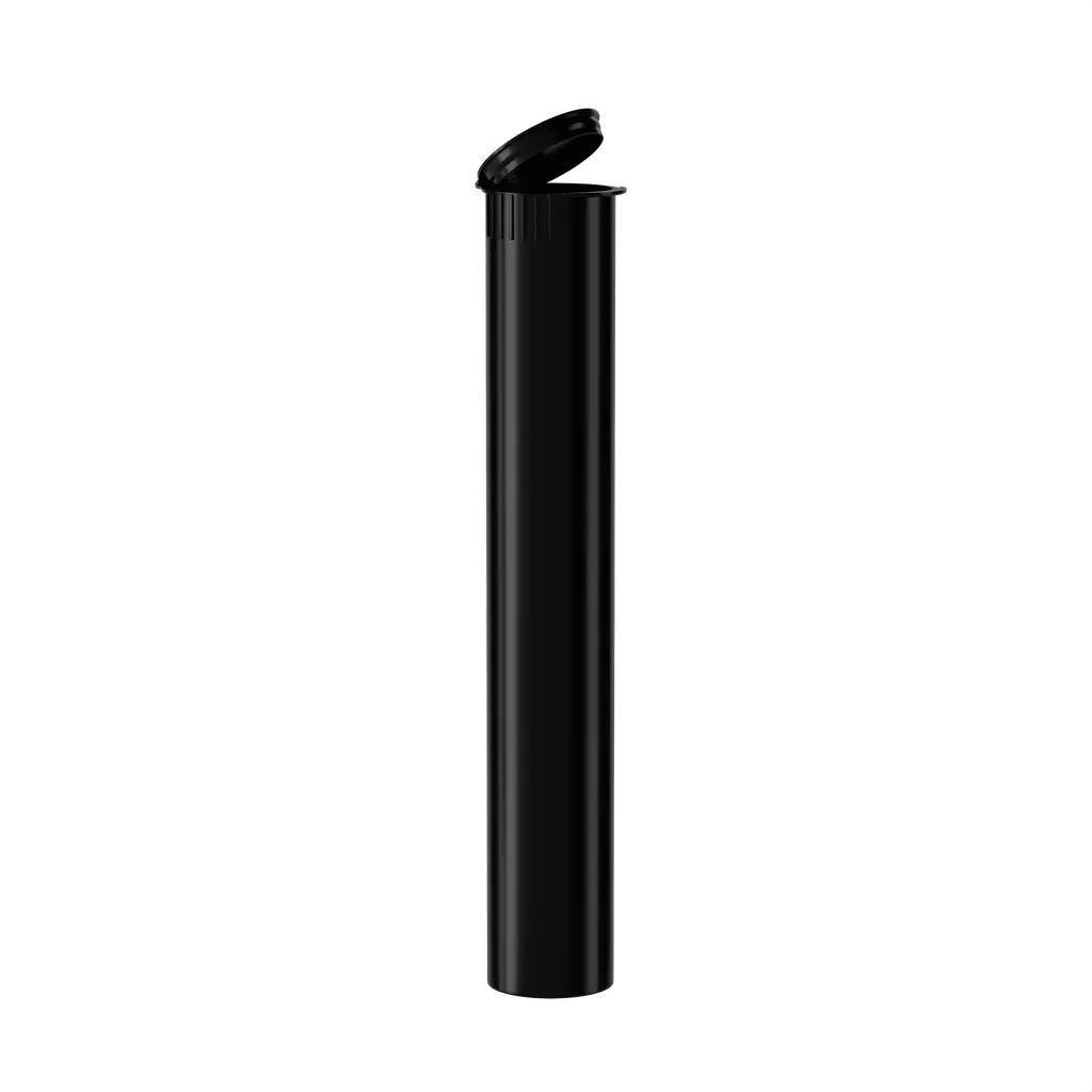 (116mm) Child Resistant Pop Top Pre-Roll Tubes - Solid Black
