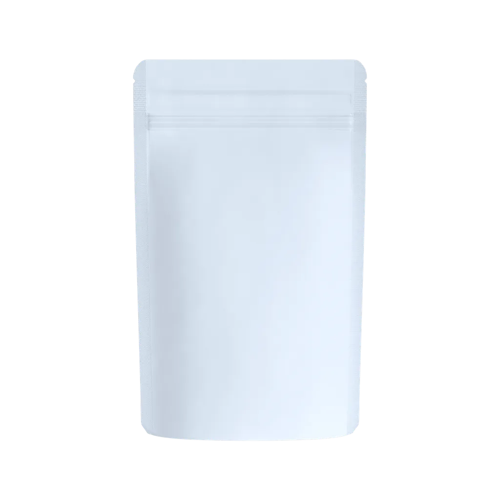 1/2 Oz Child Resistant EZ-Open Matte White/Clear Smell Proof Mylar Bags