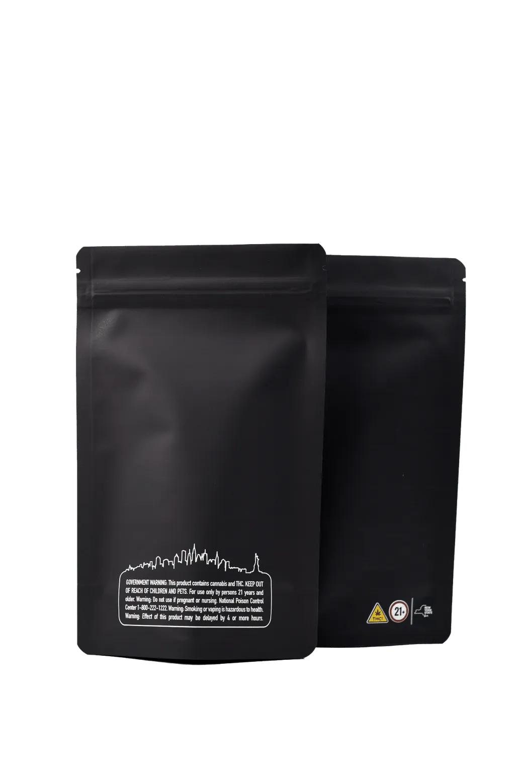 1/2 Ounce Solid Matte Black NY print Smell Proof Mylar Bags