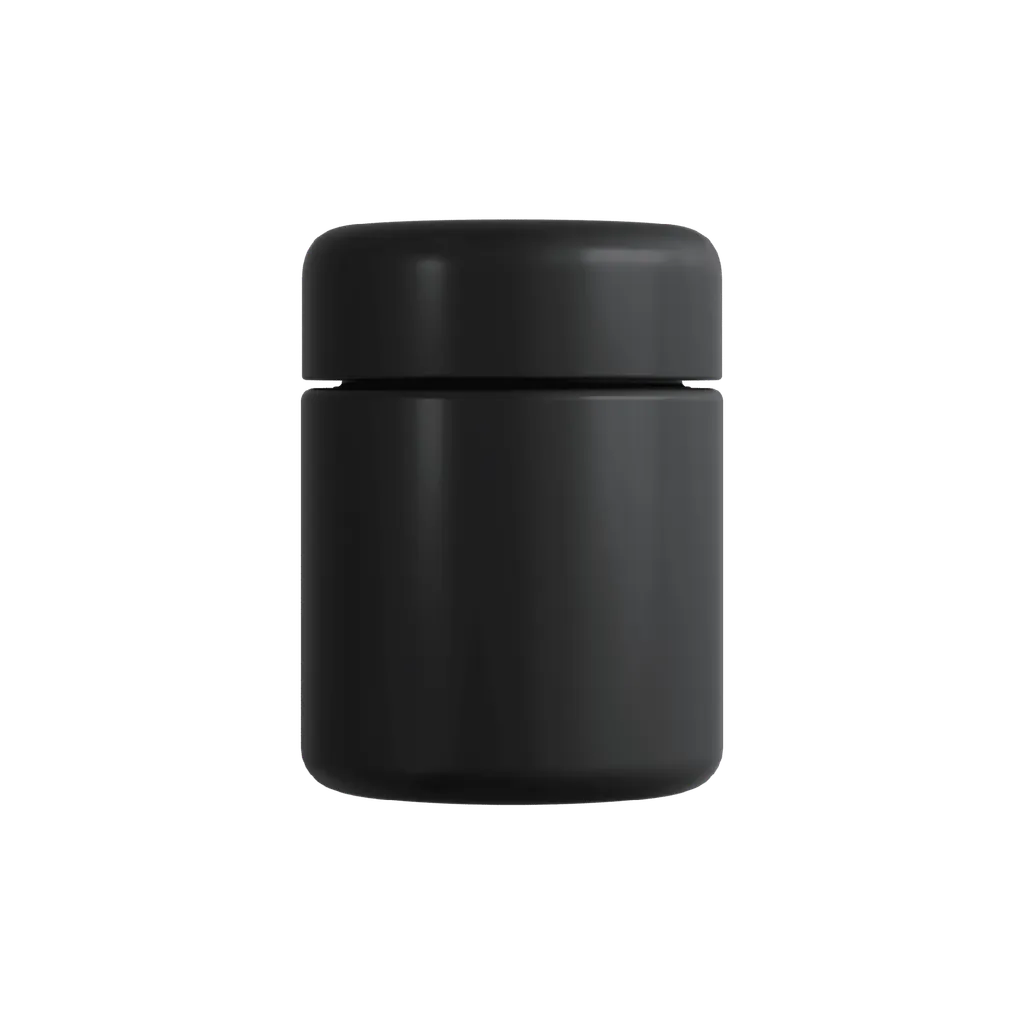 3 Oz Matte Black Child Resistant C-Class Jar with Plastic Matte Black Lid