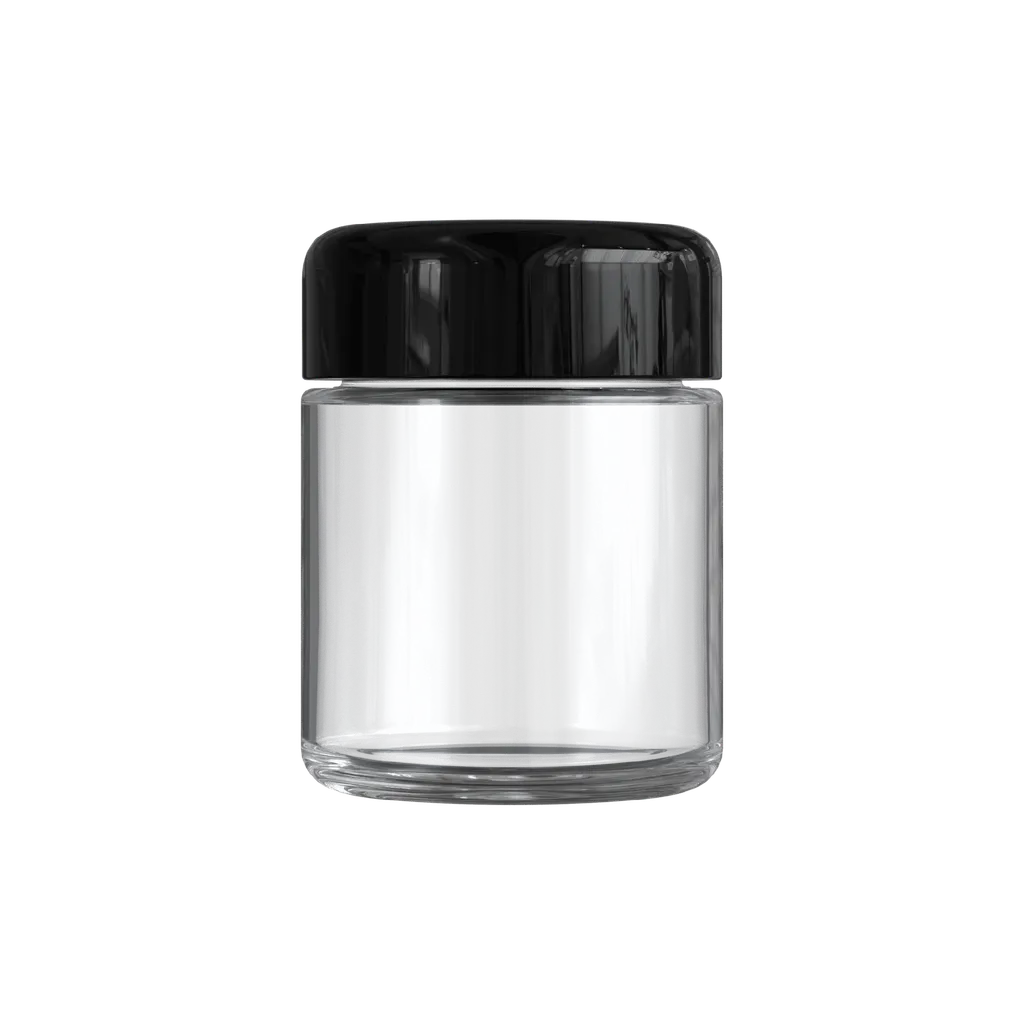 3 Oz Child Resistant C-Class Jar with Plastic Shiny Black Lid