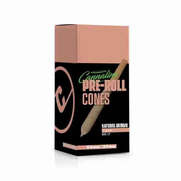 1/2 Gram Natural Brown 84mm Pre-roll Cones (900 cones per tower)