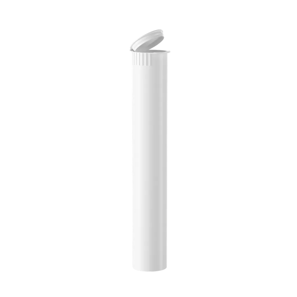 (116mm) Child Resistant Pop Top Pre-Roll Tubes - Solid White
