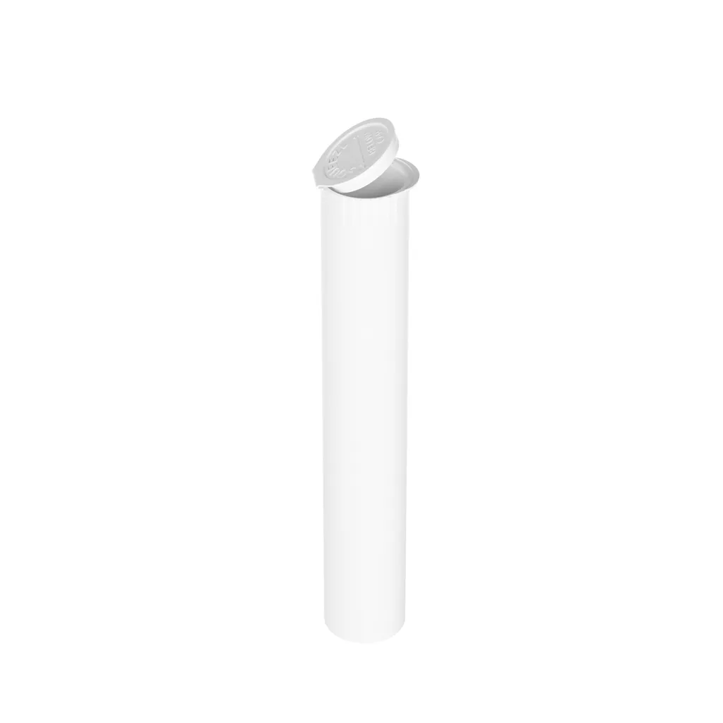 (80mm) Child Resistant Pop Top Pre-Roll Tubes - White 13.90mm Wide bottom  