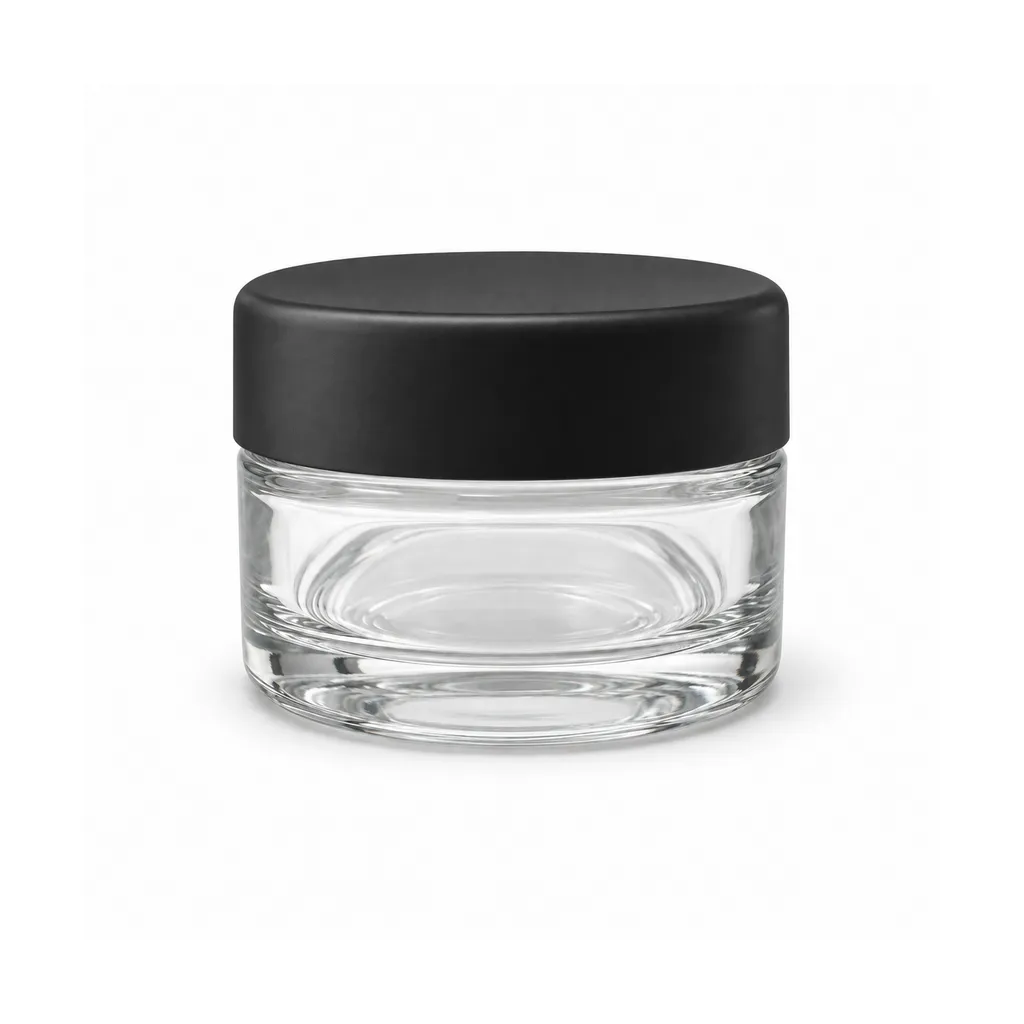 1 Oz Child-Resistant "Flat Lid" Black Jar with Black Lid