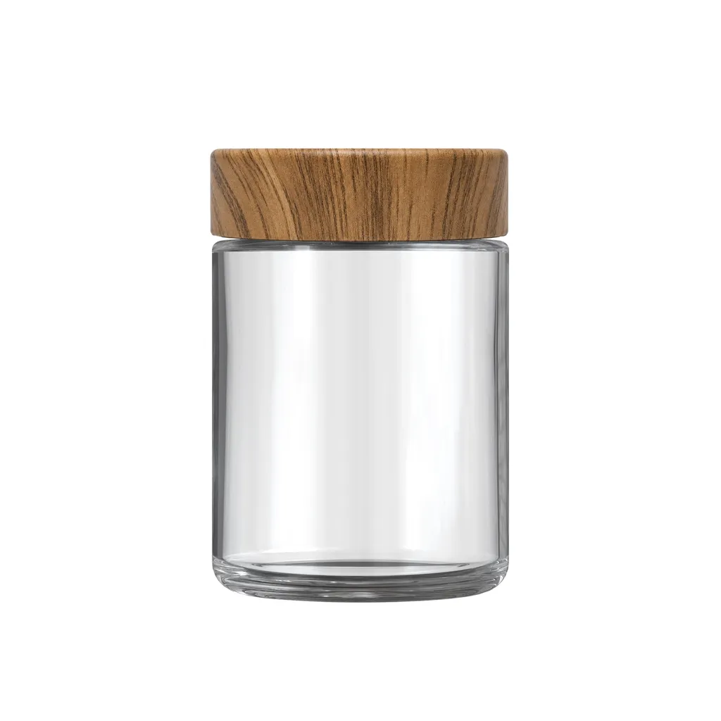 4 ounce CR clear Glass Jar with wood screw lid