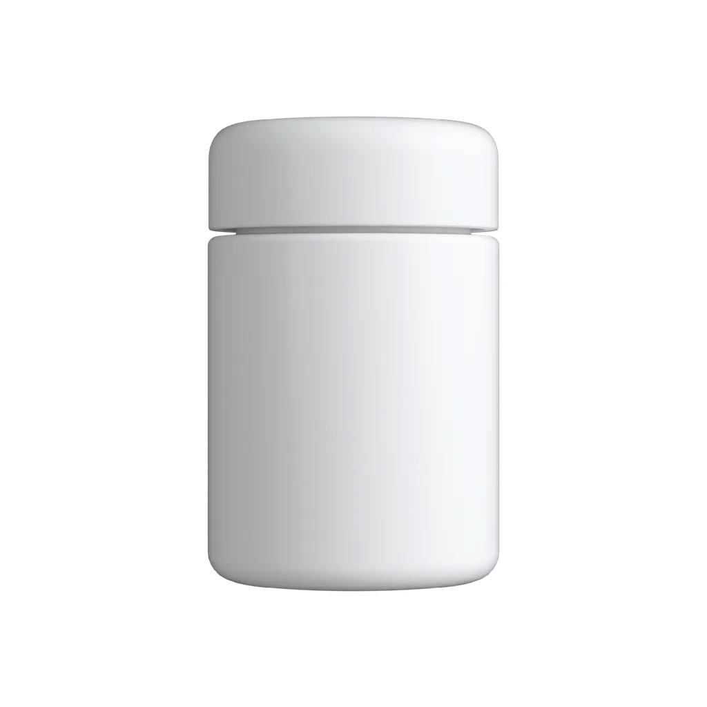 4 Oz Solid White Glass Child Resistant C-Class Jar with Plastic Matte White Lid