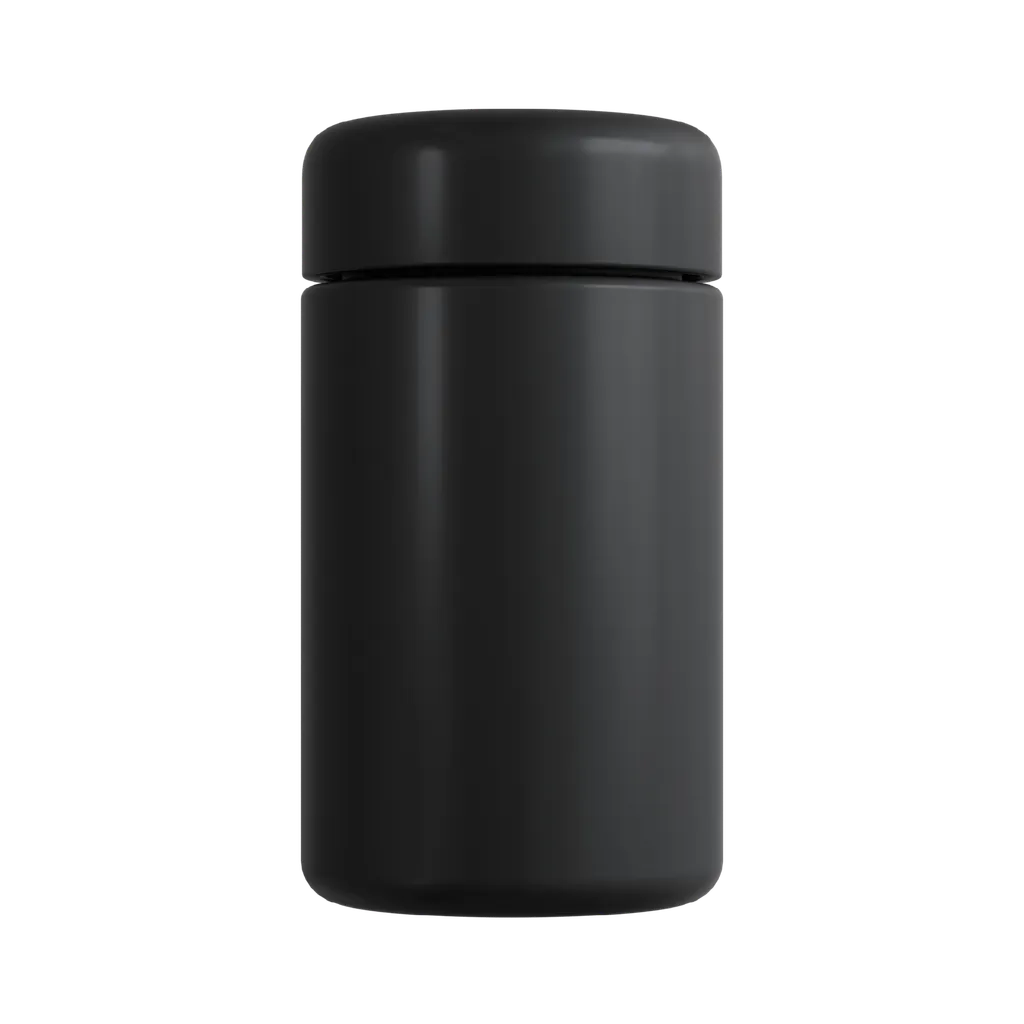 5 Oz Solid Black Glass Child Resistant C-Class Jar with Plastic Matte Black Lid