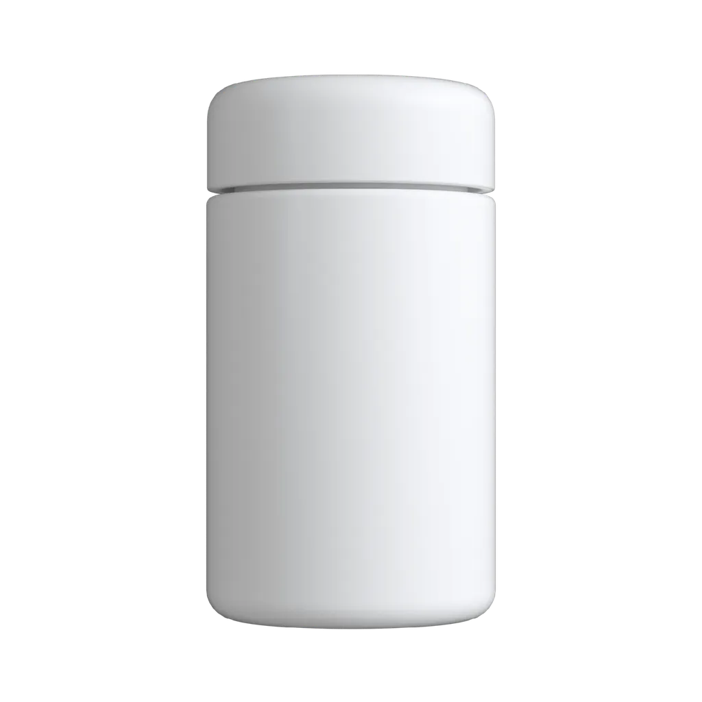 5 Oz Solid White Glass Child Resistant C-Class Jar with Plastic Matte White Lid