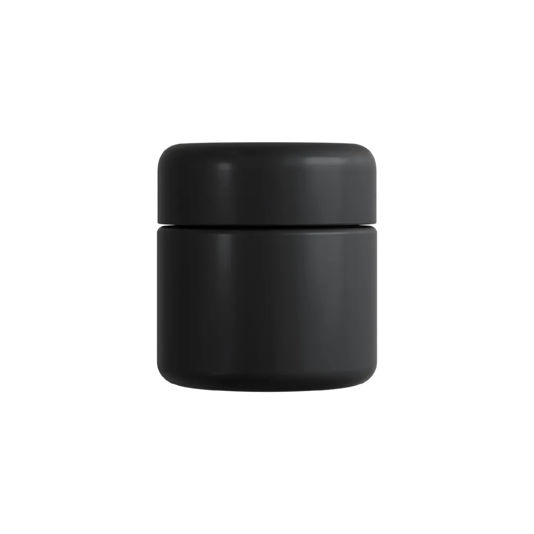 2 Oz Matte Black Child Resistant C-Class Jar with Plastic Matte Black Lid