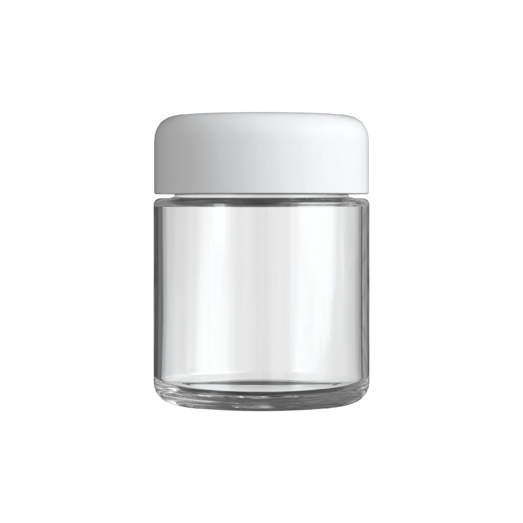 3 Oz Child Resistant Clear C-Class Jar with Plastic Matte White Lid
