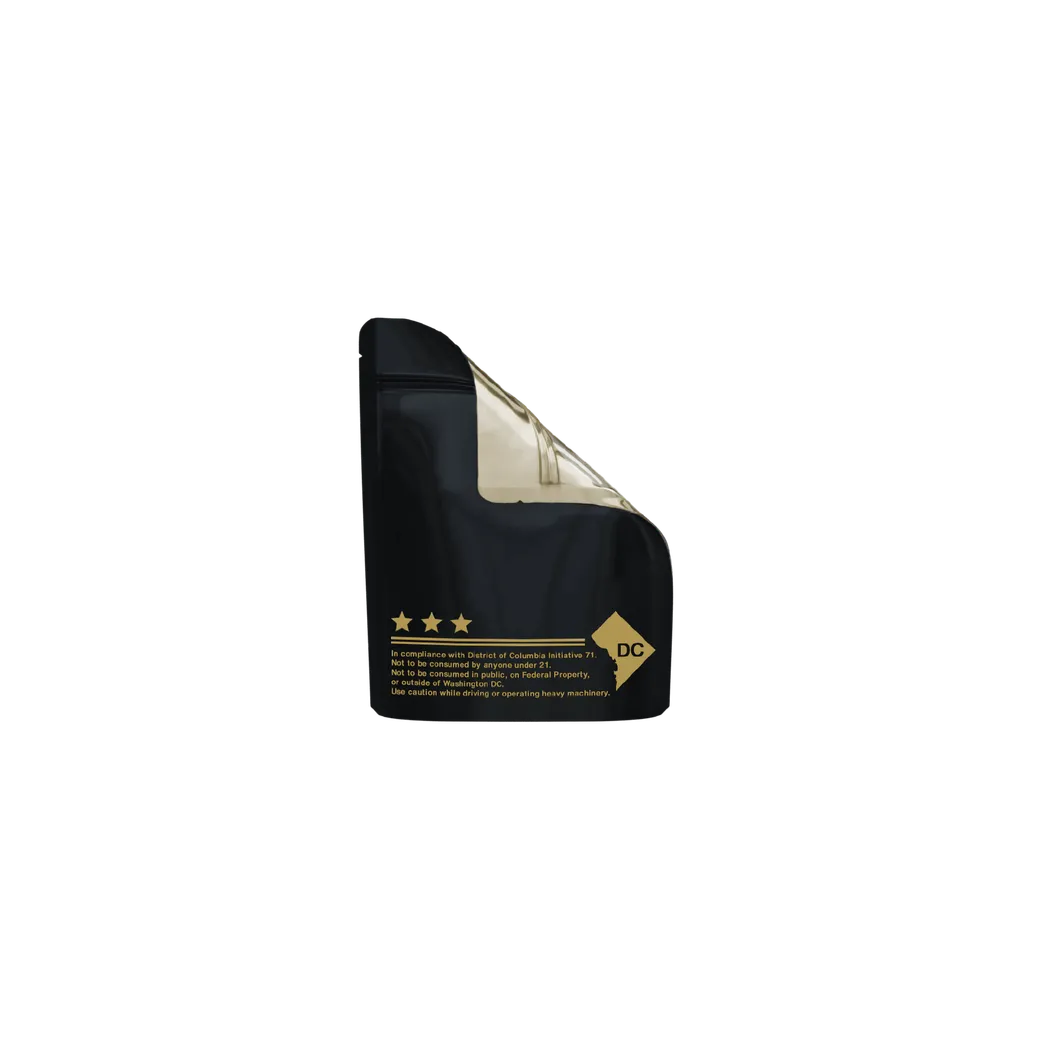 1 Gram Matte Black/Gold DC Code Smell Proof Mylar Bags