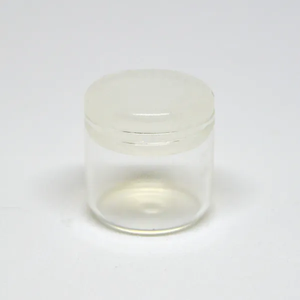 6ML Round Base GLASS Containers for 1 Gram with Clear Silicone Push Lid