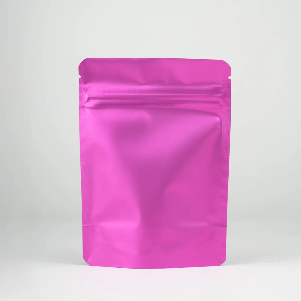 1/8th Ounce Matte Solid Pink Smell Proof Mylar Bags