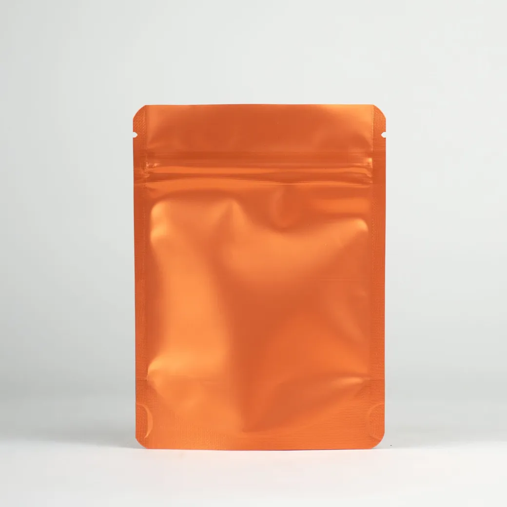 1/8th Ounce Matte Solid Orange Smell Proof Mylar Bags