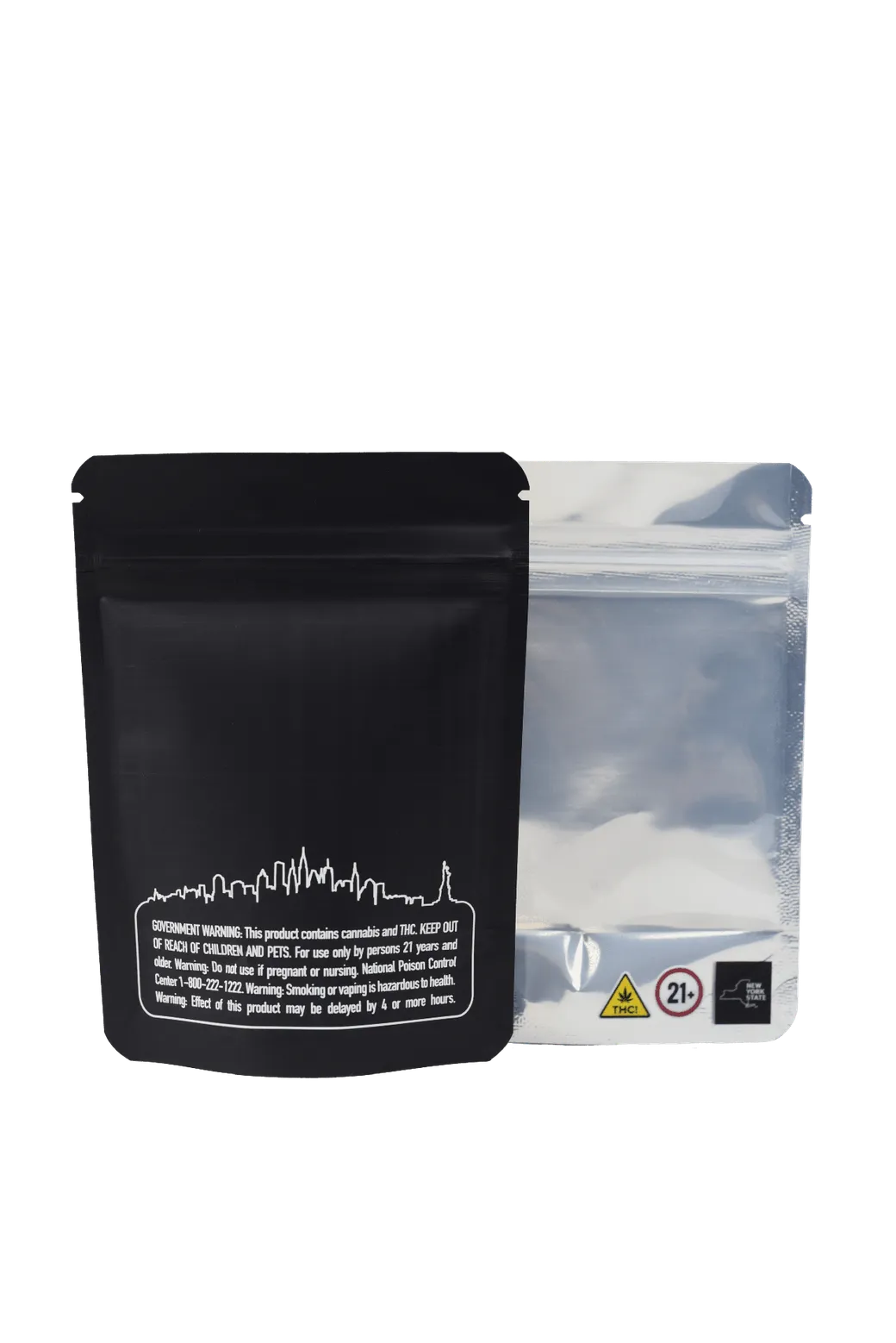 1/8th Ounce Matte Black/Clear NY Print Smell Proof Bag