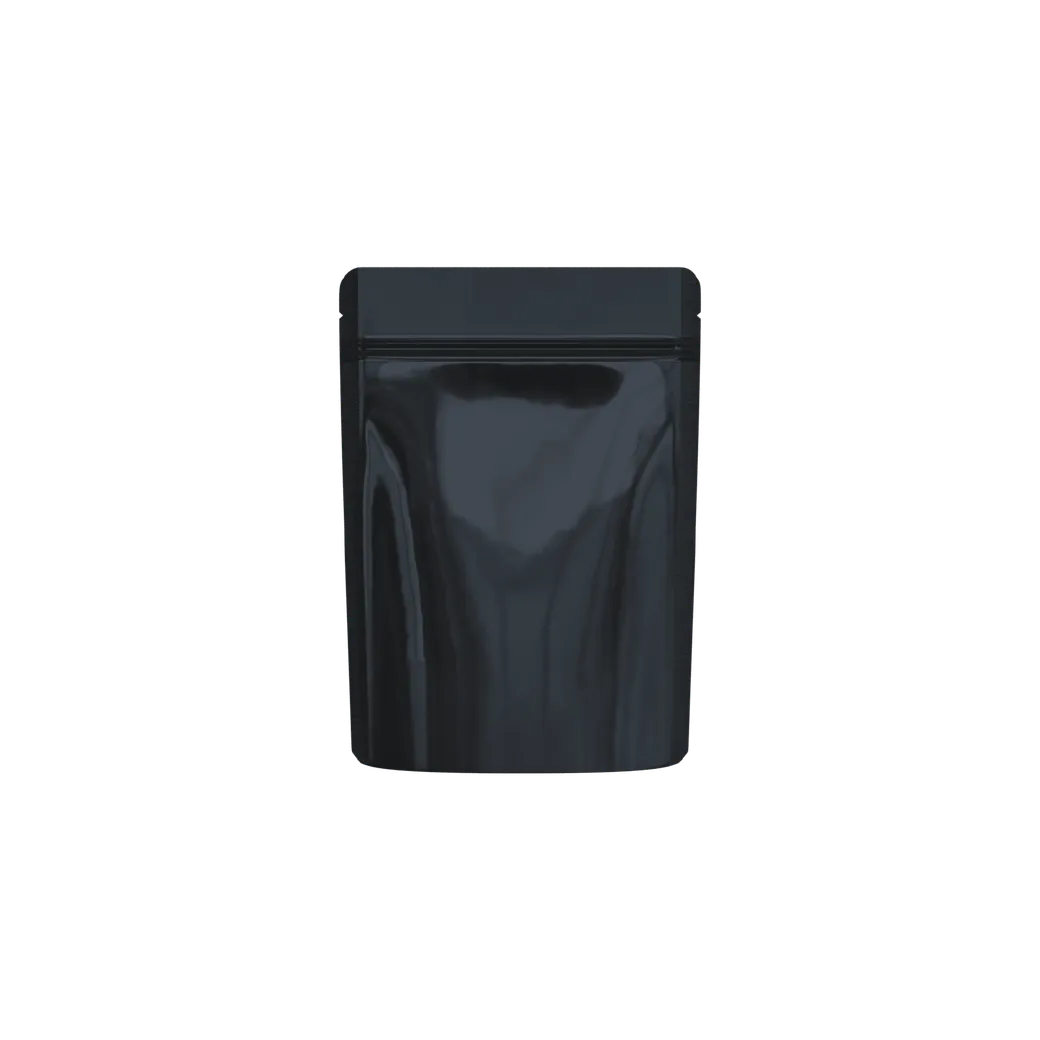 1/8th Ounce Glossy Solid Black Smell Proof Mylar Bags