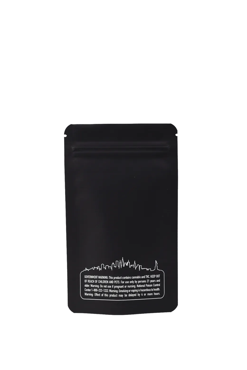 1/4th Oz Matte Black/Clear NY Print Smell Proof Mylar Bags