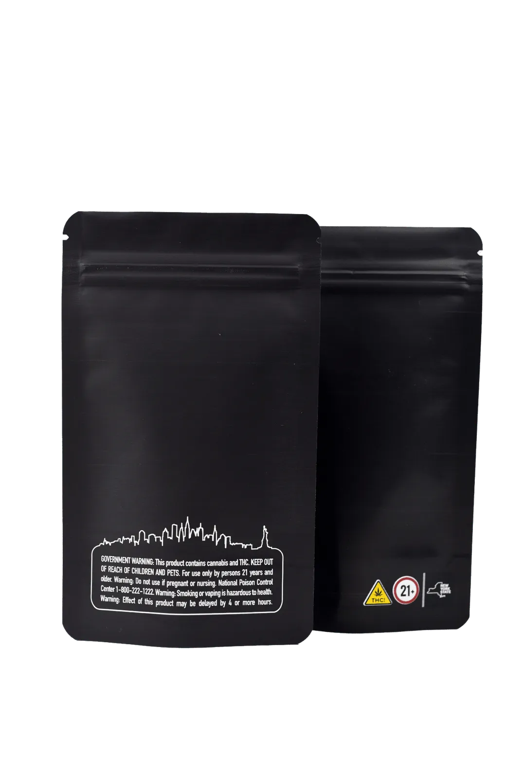 1/4th Oz Solid Matte Black NY Print Smell Proof Mylar Bag