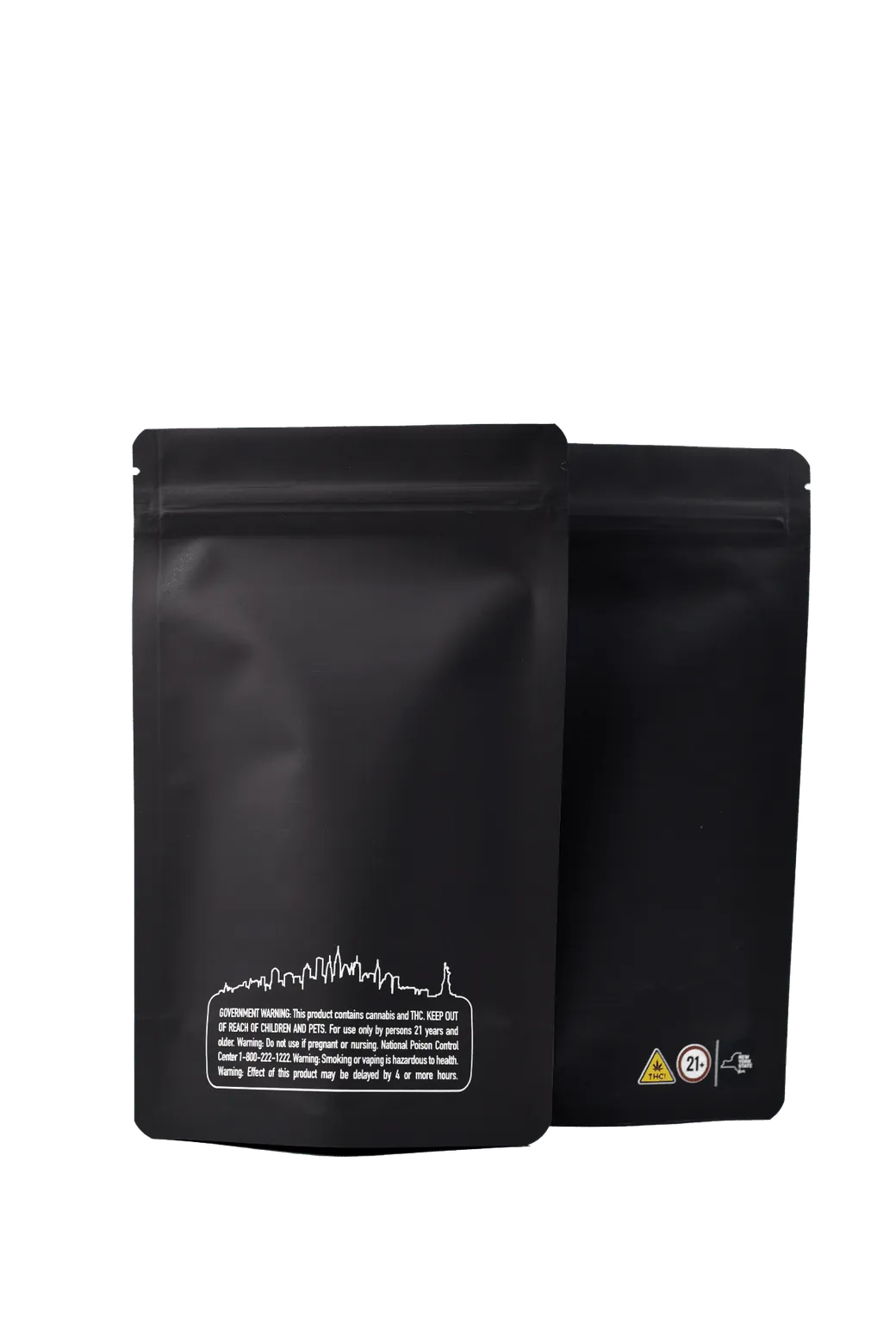 1/2 Ounce Solid Matte Black NY print Smell Proof Mylar Bags