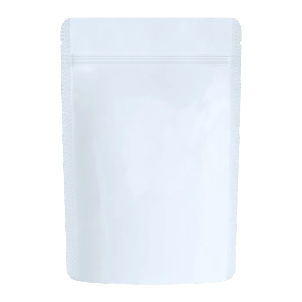 1 Ounce Glossy Solid White Smell Proof Mylar Bags