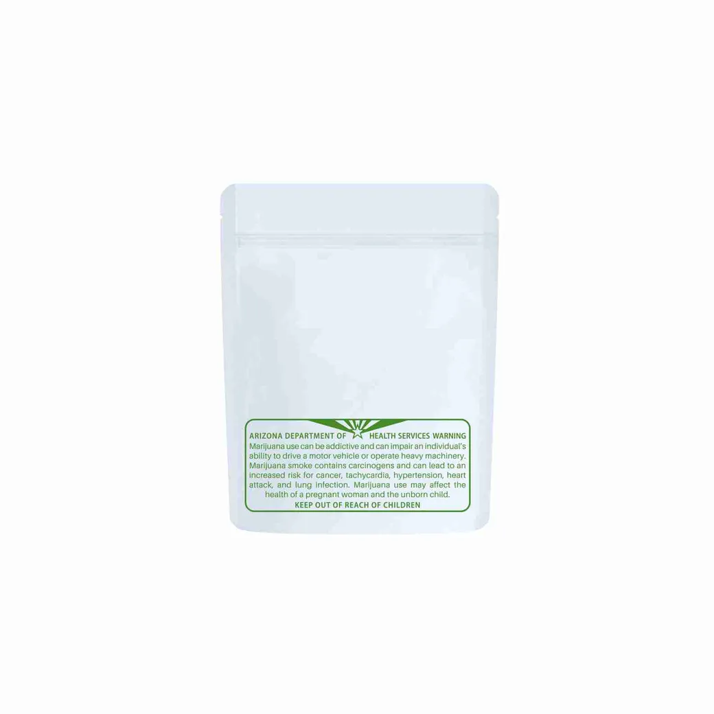 1 Gram Glossy White/Clear AZ Recreational print Smell Proof Mylar Bags