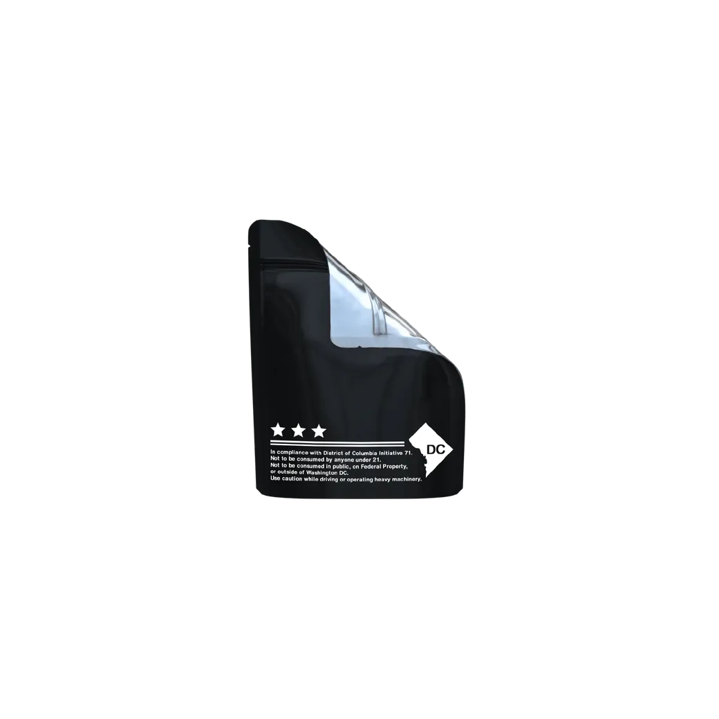 1 Gram Matte Black/Clear DC Code Smell Proof Mylar Bags