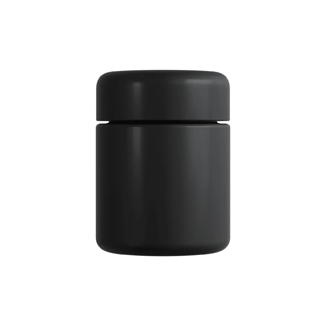 3 Oz Matte Black Child Resistant C-Class Jar with Plastic Matte Black Lid