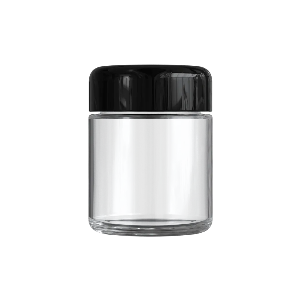 3 Oz Child Resistant C-Class Jar with Plastic Shiny Black Lid