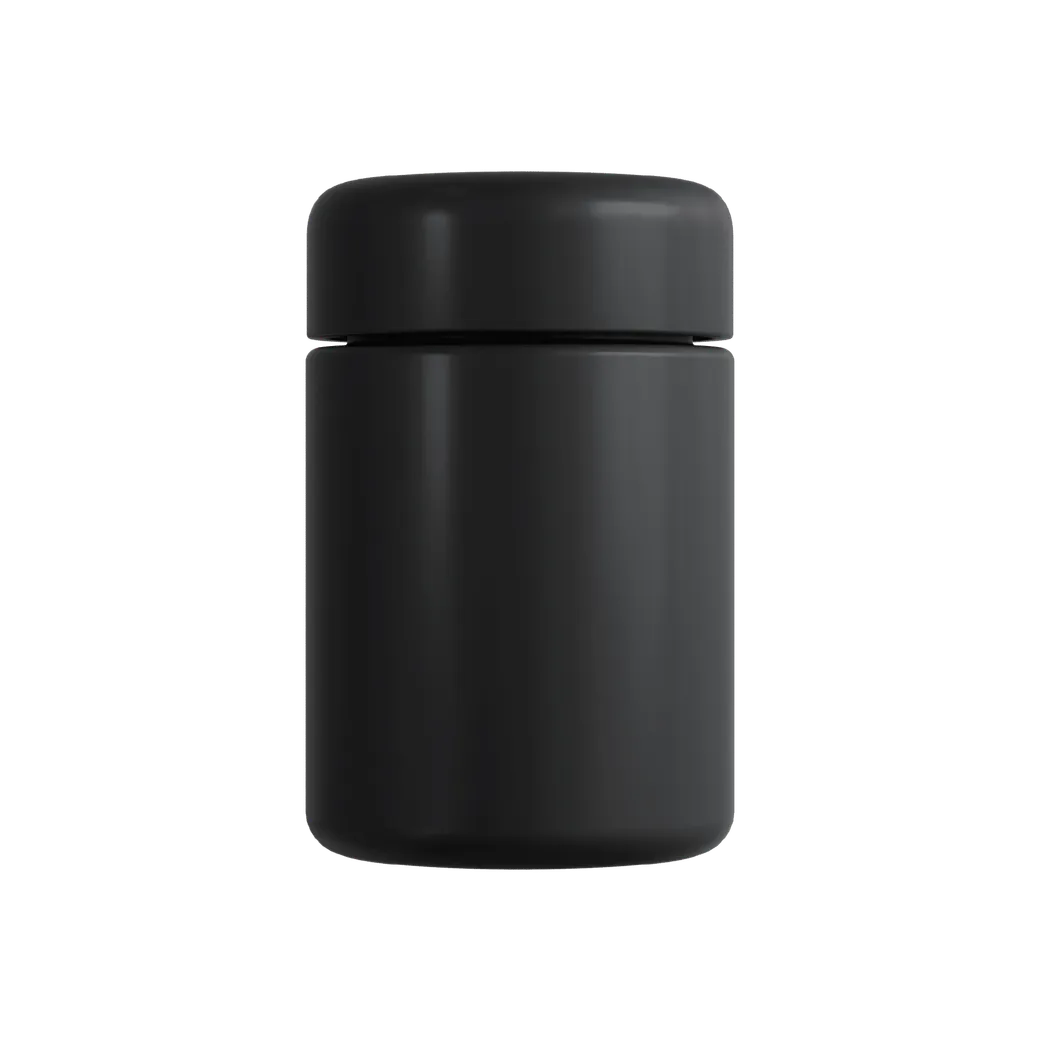 4 Oz Solid Black Glass Child Resistant C-Class Jar with Plastic Matte Black Lid