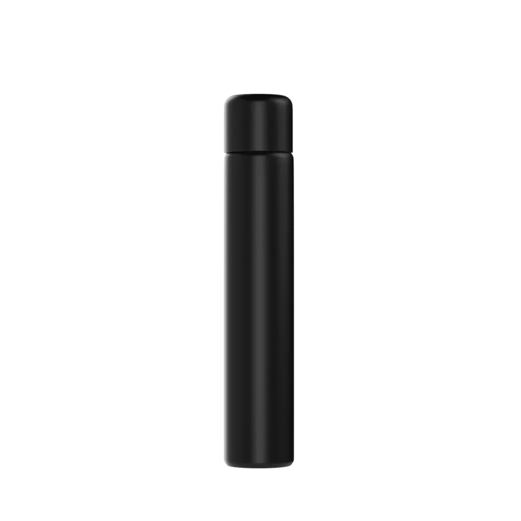 116mm Glass Pre-Roll tube with Round Black Child Resistant Lid - Solid Black