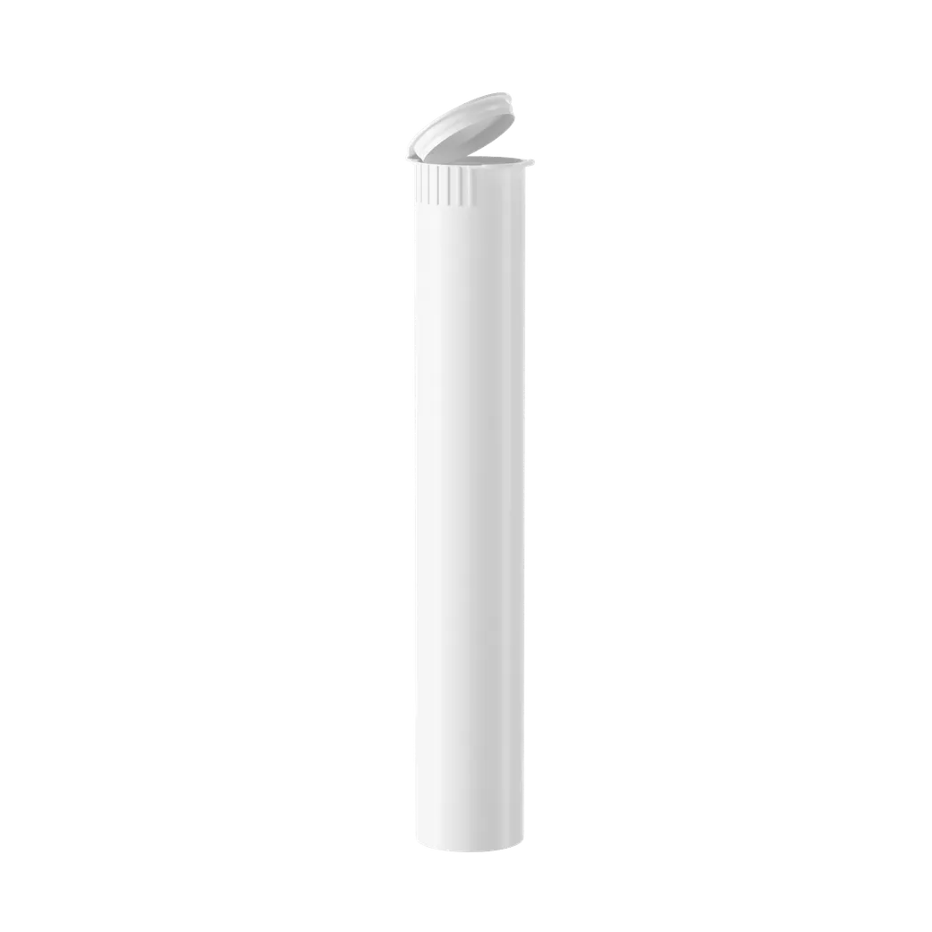 (116mm) Child Resistant Pop Top Pre-Roll Tubes - Solid White