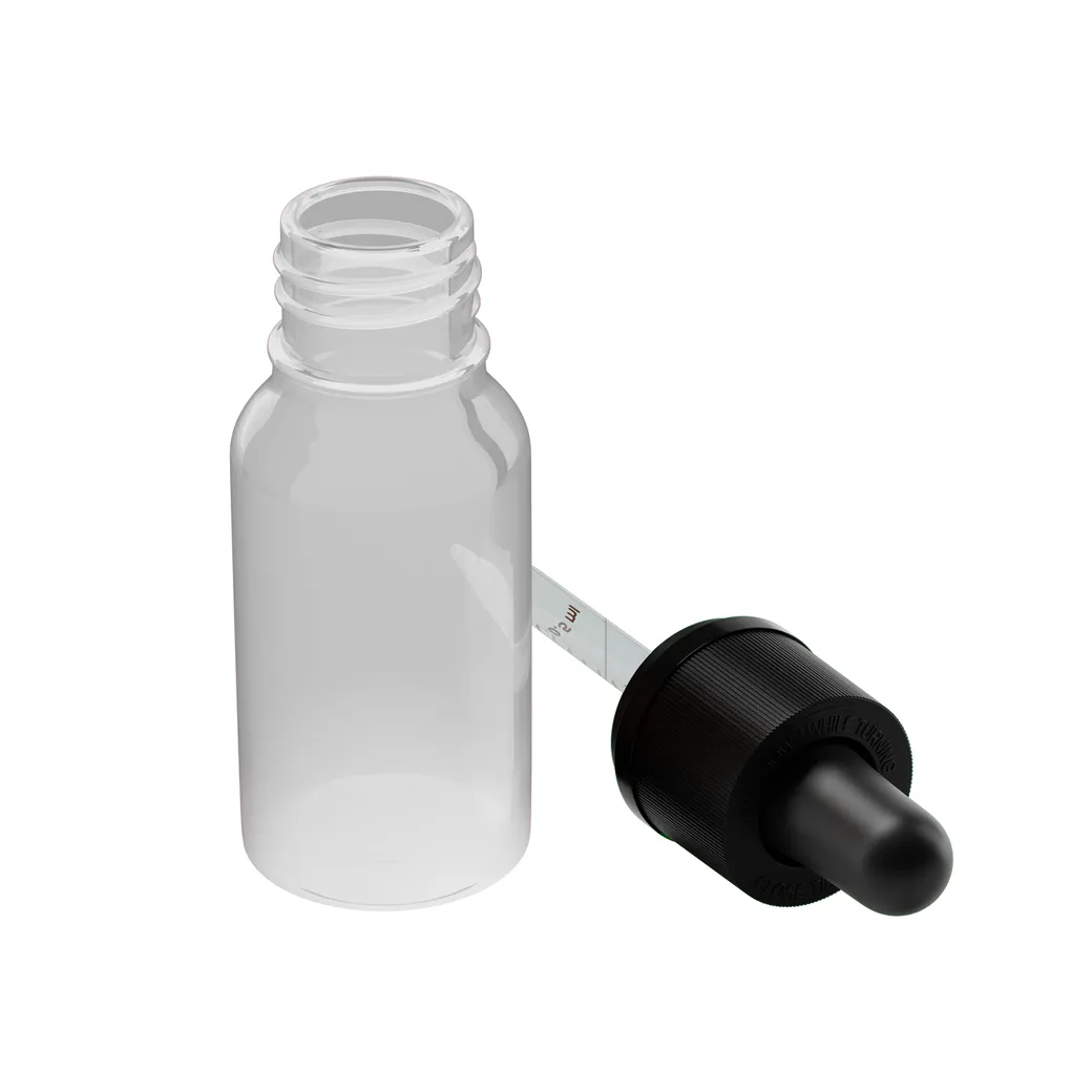 CLEAR  Dropper Bottle Child Resistant Tamper Evident 15ML