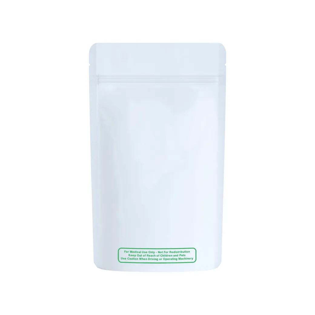 1/4 Ounce Glossy Solid White Smell Proof Mylar Bags