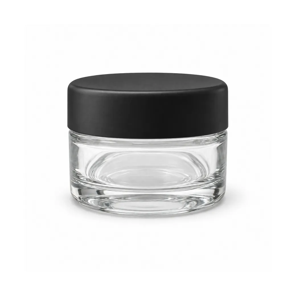 1 Oz Child-Resistant "Flat Lid" Black Jar with Black Lid