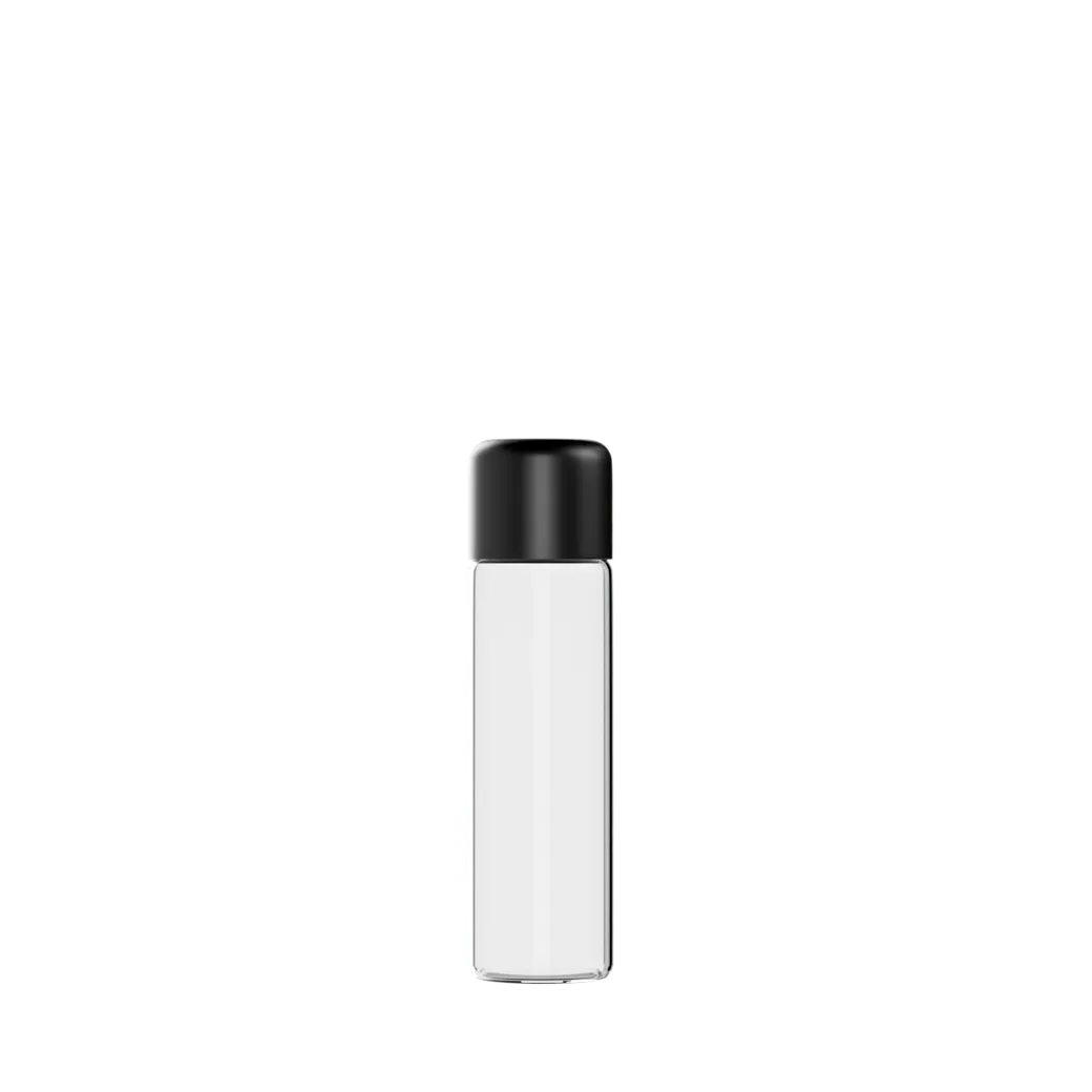 81mm Clear Glass Tube with Round CR Black Lids
