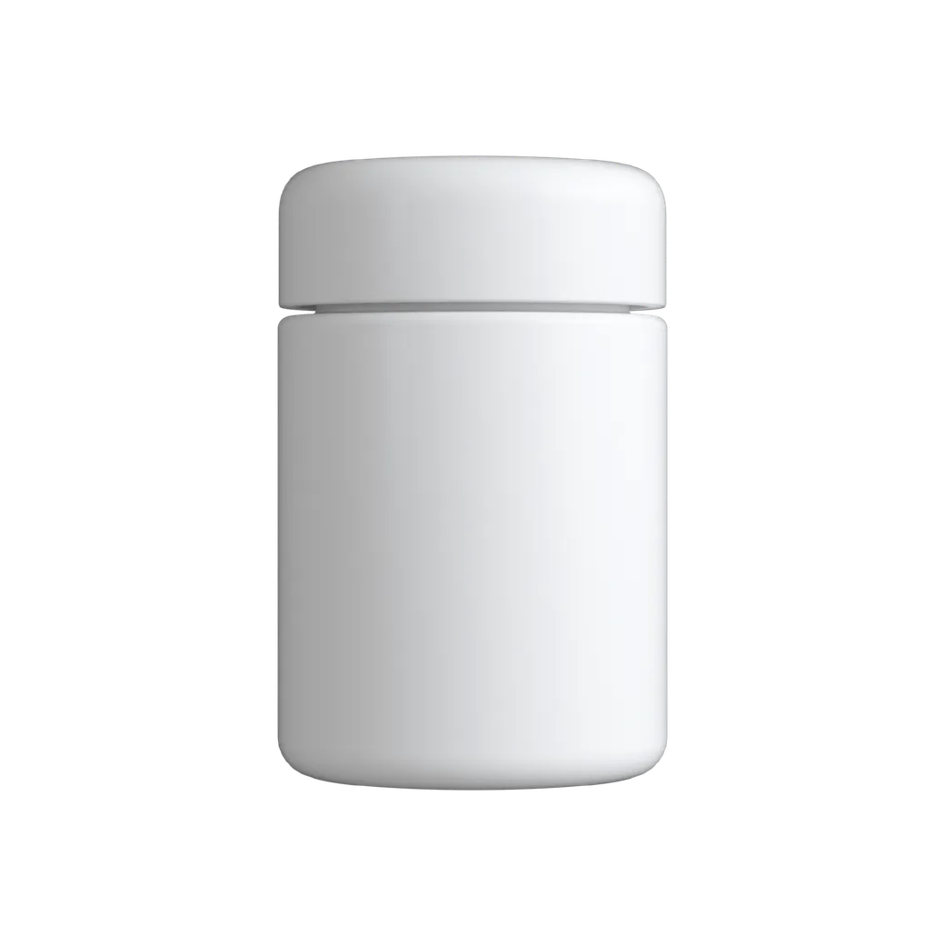 4 Oz Solid White Glass Child Resistant C-Class Jar with Plastic Matte White Lid