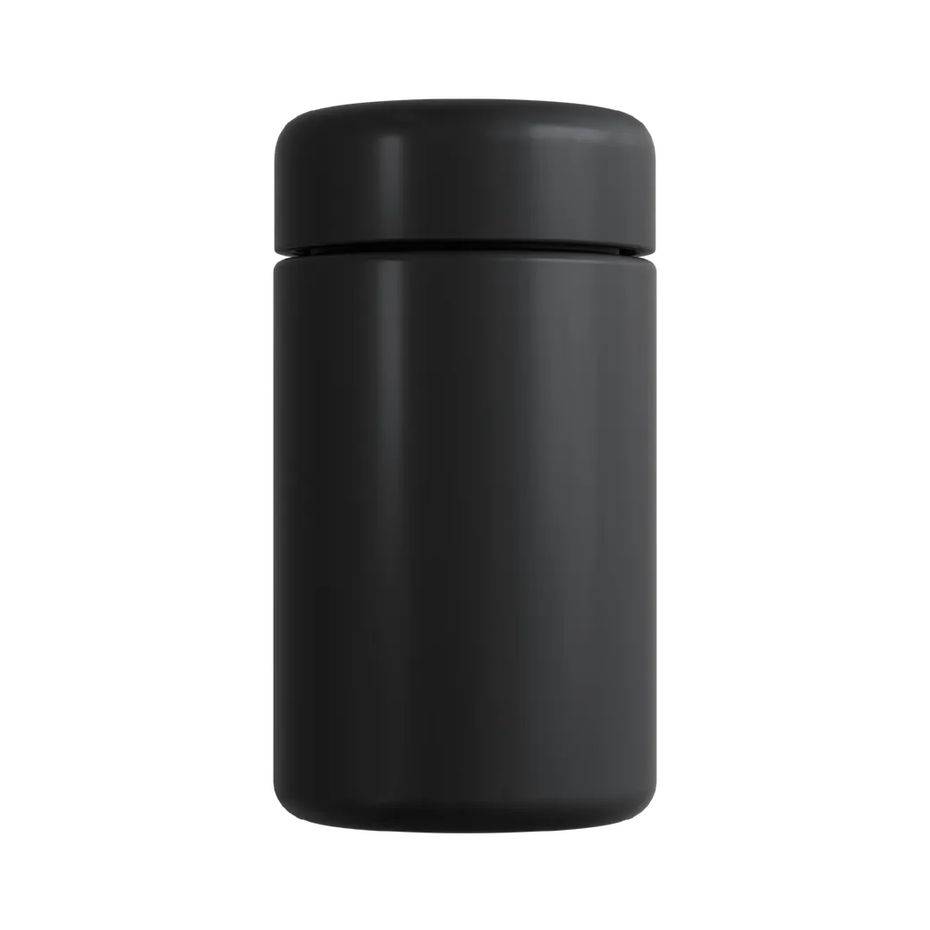 5 Oz Solid Black Glass Child Resistant C-Class Jar with Plastic Matte Black Lid