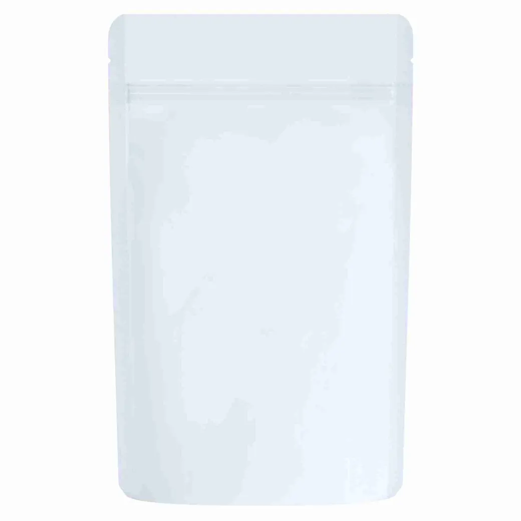 1/2 Ounce Matte Solid White Smell Proof Mylar Bags