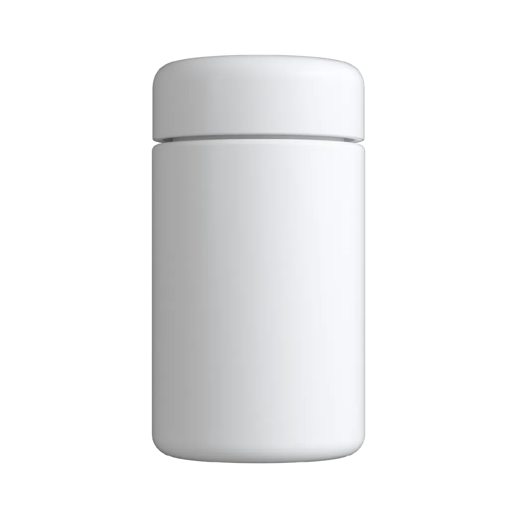 5 Oz Solid White Glass Child Resistant C-Class Jar with Plastic Matte White Lid