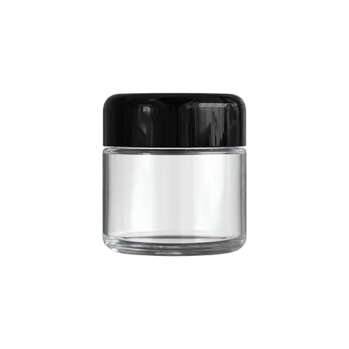 2 Oz Child Resistant C-Class Jar with Plastic Shiny Black Lid