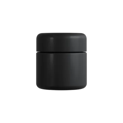 2 Oz Matte Black Child Resistant C-Class Jar with Plastic Matte Black Lid